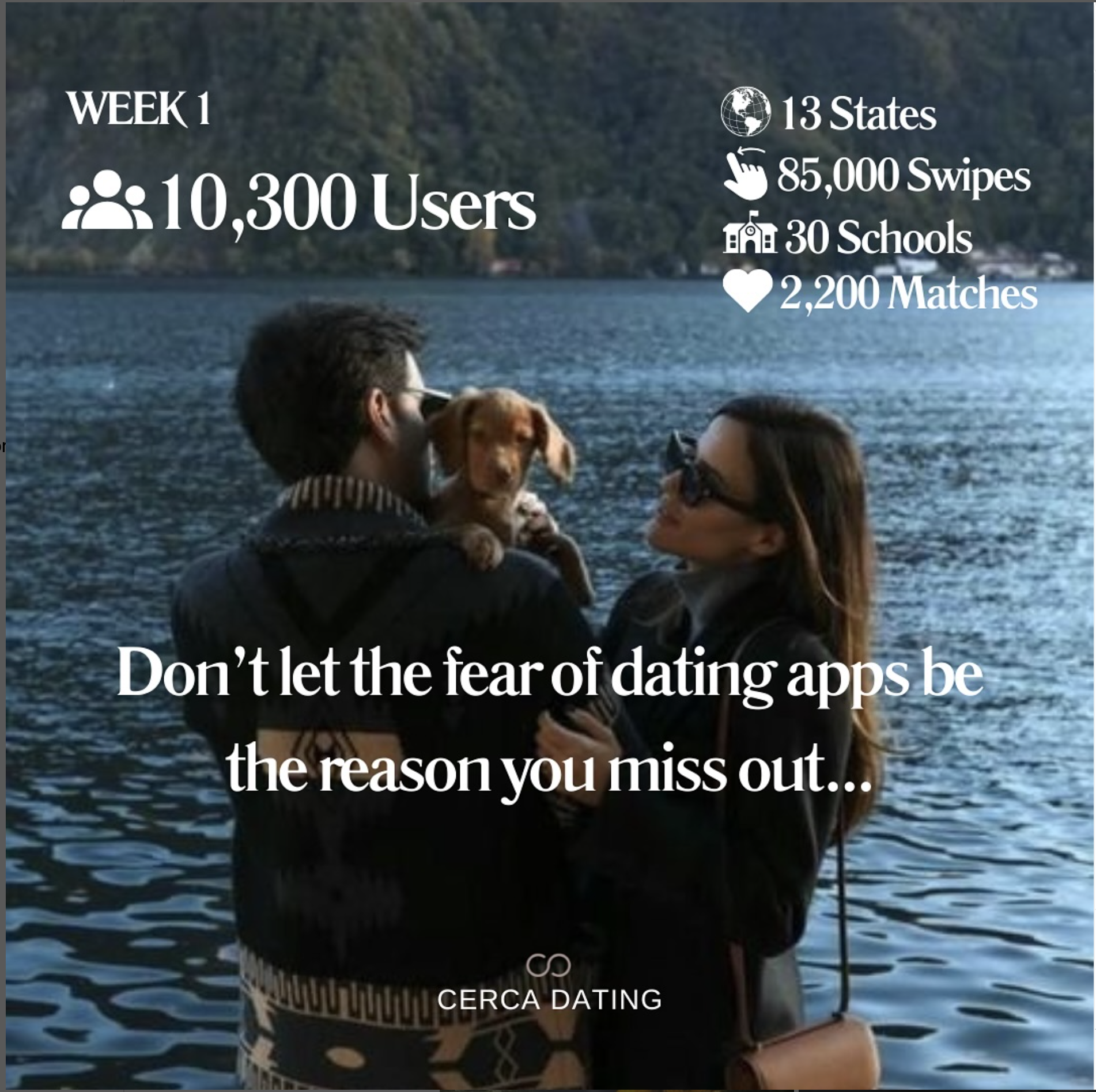 Screenshot of Cerca's instagram post claiming 10k users in the first week