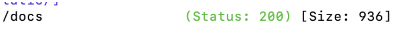 Screenshot of the found /docs endpoint fro Gobuster